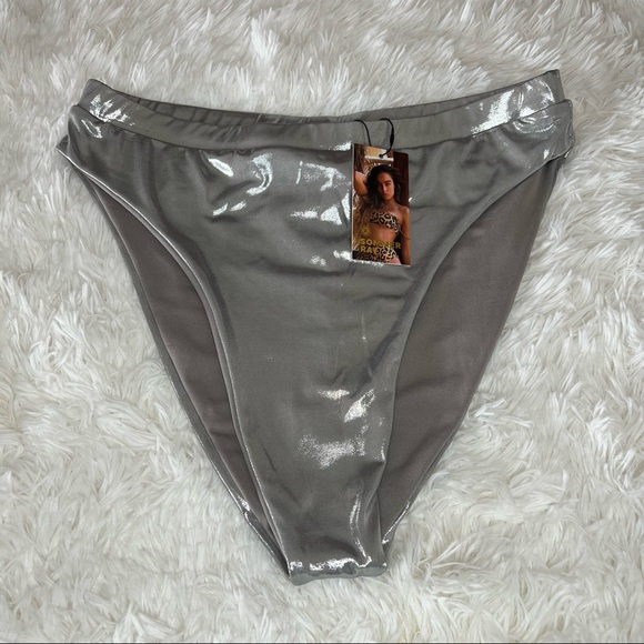 NEW Sommer Ray High Rise Silver Bikini Bottoms Size XL - Picture 2 of 7